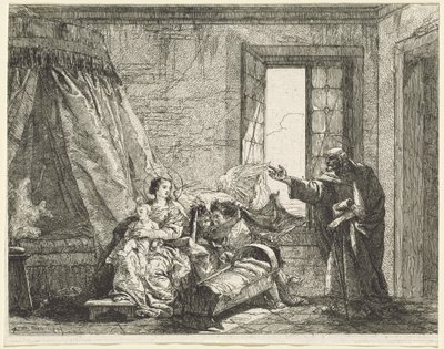 Józef przekazuje polecenie Maryi Bożej, aby uciekać autorstwa Giovanni Domenico Tiepolo