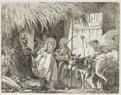 Józef i Maria szukają schronienia, płyta piąta z Ucieczki do Egiptu autorstwa Giovanni Domenico Tiepolo