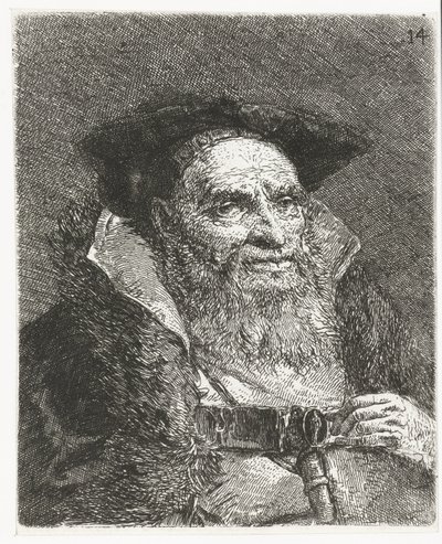 Mężczyzna z beretem Kolekcja głów (tytuł serii) Raccolta di Teste (tytuł serii) autorstwa Giovanni Domenico Tiepolo