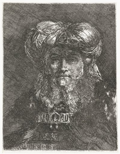 Mężczyzna z dużym turbanem Kolekcja głów (tytuł serii) Raccolta di Teste (tytuł serii) autorstwa Giovanni Domenico Tiepolo