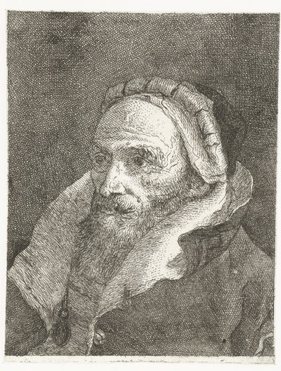 Mężczyzna z wysokim kołnierzem płaszcza Kolekcja głów (tytuł serii) Raccolta di Teste (tytuł serii) autorstwa Giovanni Domenico Tiepolo