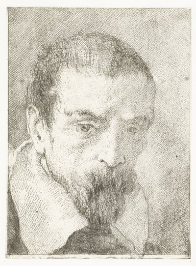 Mężczyzna z małą brodą bez nakrycia głowy Kolekcja głów (tytuł serii) Raccolta di Teste (tytuł serii) autorstwa Giovanni Domenico Tiepolo