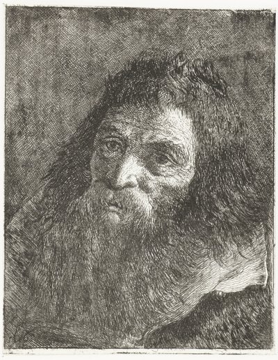 Mężczyzna z długimi włosami i brodą autorstwa Giovanni Domenico Tiepolo