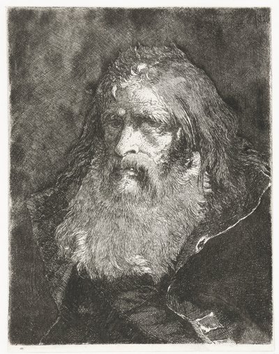Mężczyzna z długimi włosami i bez nakrycia głowy Kolekcja głów (tytuł serii) Raccolta di Teste (tytuł serii) autorstwa Giovanni Domenico Tiepolo