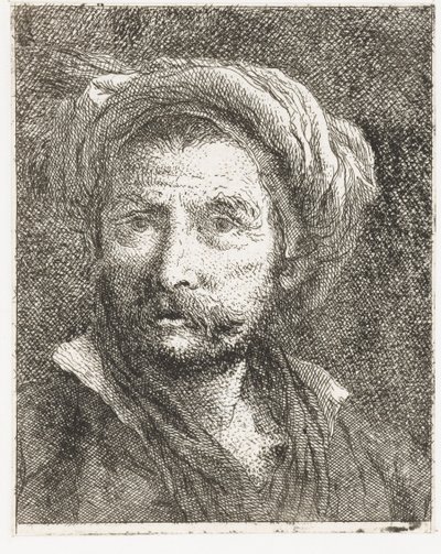 Mężczyzna z wąsami i turbanem autorstwa Giovanni Domenico Tiepolo