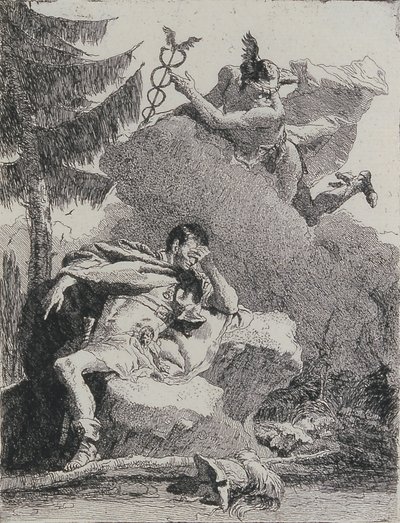 Merkury ukazuje się Eneaszowi we śnie, 1757. autorstwa Giovanni Domenico Tiepolo