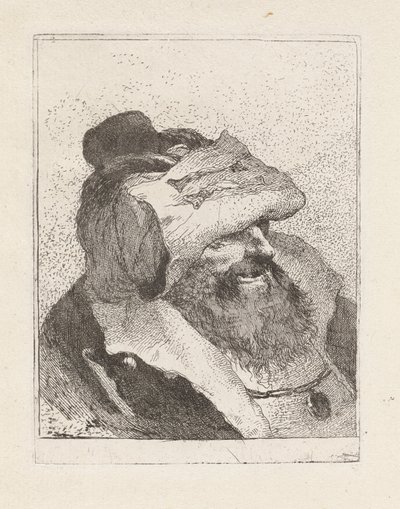Stary człowiek w kapeluszu na czole, z Raccolta di Teste (Kolekcja głów) autorstwa Giovanni Domenico Tiepolo