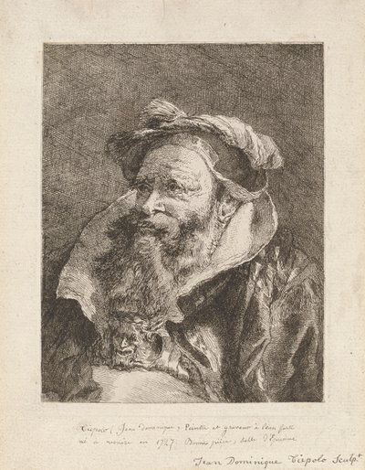 Stary człowiek z brodą, z Raccolta di Teste (Kolekcja głów) autorstwa Giovanni Domenico Tiepolo