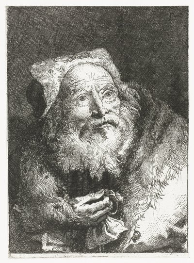 Staruszek z bransoletką w ręku Kolekcja głów (tytuł serii) Raccolta di Teste (tytuł serii) autorstwa Giovanni Domenico Tiepolo