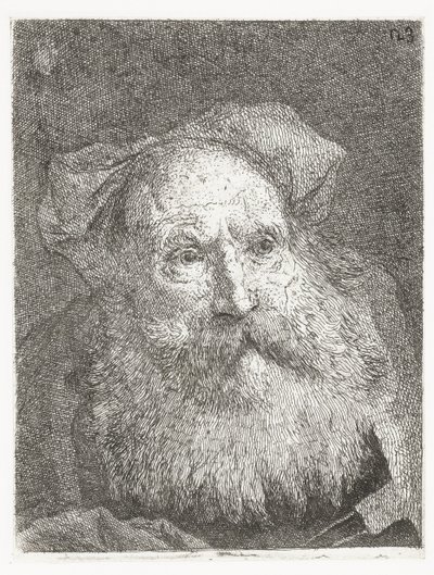 Stary człowiek z brodą Kolekcja głów (tytuł serii) Raccolta di Teste (tytuł serii) autorstwa Giovanni Domenico Tiepolo