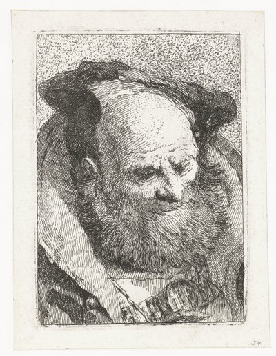 Stary człowiek z brodą Kolekcja głów (tytuł serii) Raccolta di Teste (tytuł serii) autorstwa Giovanni Domenico Tiepolo
