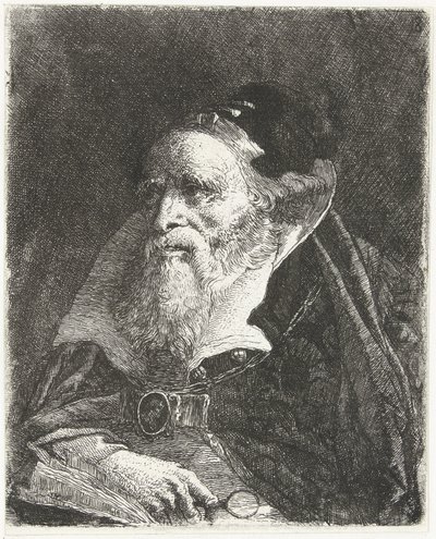 Stary człowiek z książką i lupą Kolekcja głów (tytuł serii) Raccolta di Teste (tytuł serii) autorstwa Giovanni Domenico Tiepolo