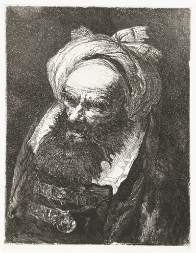 Stary człowiek w turbanie Kolekcja głów (tytuł serii) Raccolta di Teste (tytuł serii) autorstwa Giovanni Domenico Tiepolo