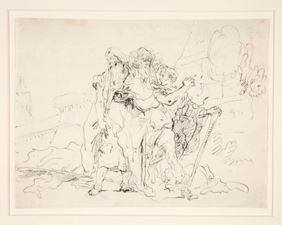Priam i towarzysze poza murami Troi autorstwa Giovanni Domenico Tiepolo