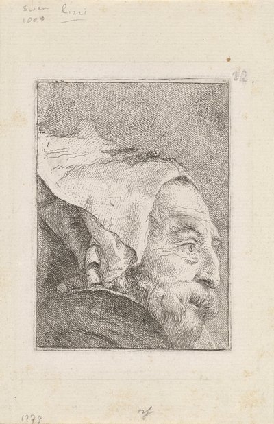 Profil starego człowieka z Raccolta di Teste (Zbiór głów) autorstwa Giovanni Domenico Tiepolo