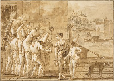 Pożegnanie Punchinello z Wenecją autorstwa Giovanni Domenico Tiepolo