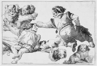 Badania krasnoludków i psów, ca. 1753. autorstwa Giovanni Domenico Tiepolo