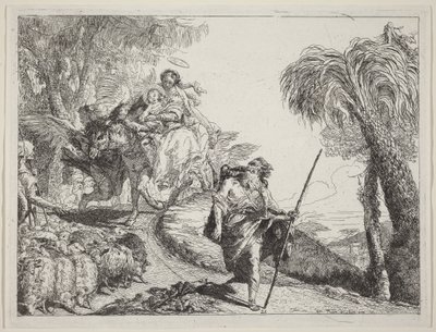 Ucieczka z Józefem na pierwszym planie autorstwa Giovanni Domenico Tiepolo