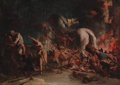 Grecy łupią Troję autorstwa Giovanni Domenico Tiepolo
