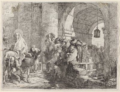 Święta Rodzina przybywająca do bramy miejskiej autorstwa Giovanni Domenico Tiepolo