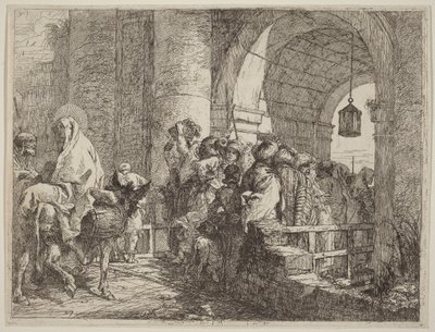 Święta Rodzina przybywająca do bramy miasta autorstwa Giovanni Domenico Tiepolo