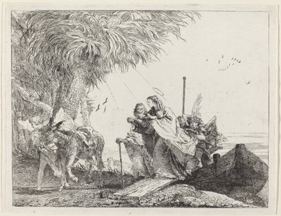 Wysiadanie Świętej Rodziny autorstwa Giovanni Domenico Tiepolo