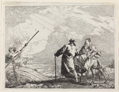 Święta Rodzina na brzegu rzeki autorstwa Giovanni Domenico Tiepolo