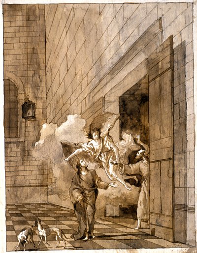 Uwolnienie świętego Piotra i świętego Jana z więzienia autorstwa Giovanni Domenico Tiepolo