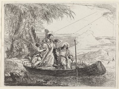 Madonna, Dzieciątko i Anioły wchodzące do łodzi autorstwa Giovanni Domenico Tiepolo