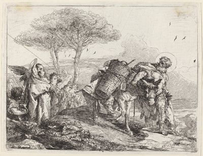 Madonna z Dzieciątkiem po lewej, z aktami aniołów autorstwa Giovanni Domenico Tiepolo