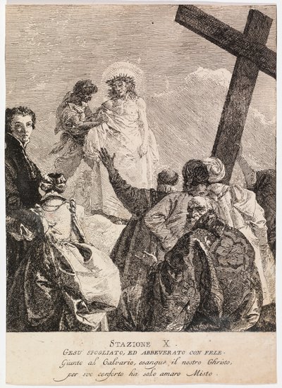 Via crucis - Stacja X. Jezus zostaje odarty z szat autorstwa Giovanni Domenico Tiepolo