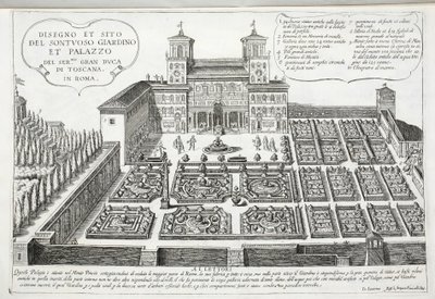 Widok na ogrody i pałac Wielkiego Księcia Toskanii, Rzym autorstwa Giovanni Domenico de