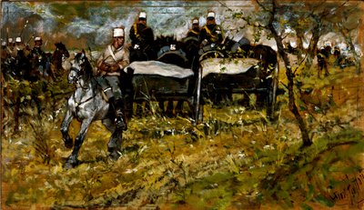Manewr artyleryjski. Obraz Giovanniego Fattoriego (1825-1908) autorstwa Giovanni Fattori