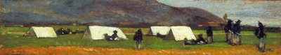 Obóz Bersaglieri, ok. 1860 (olej na płycie) autorstwa Giovanni Fattori
