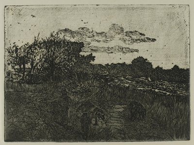 Kraj o zachodzie słońca ze świniopasami autorstwa Giovanni Fattori