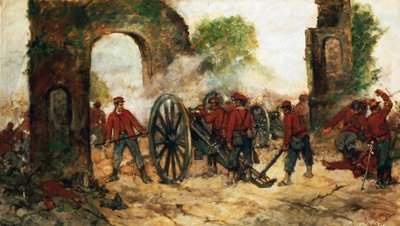 Obrona Porta Capuana lub Bitwa pod Volturno autorstwa Giovanni Fattori