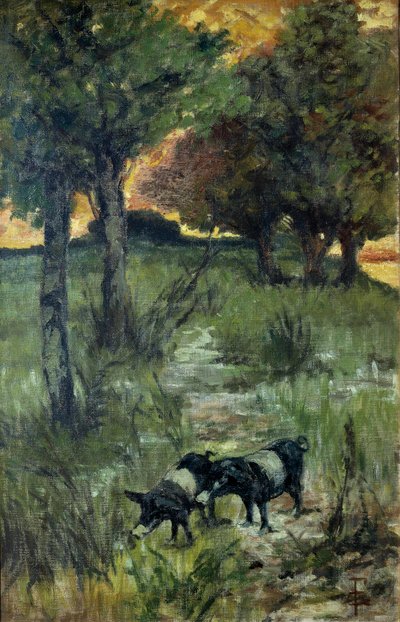 Włochy, Florencja, Świnie na pastwisku autorstwa Giovanni Fattori