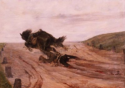 Mężczyzna złapany przez strzemię autorstwa Giovanni Fattori
