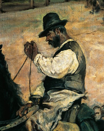 Znakowanie młodych byków w Maremma, ok. 1887, Giovanni Fattori (1825-1908), 86x172 cm, Szczegół autorstwa Giovanni Fattori