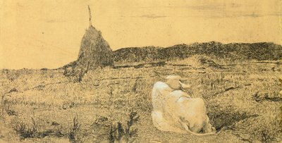 Pio Bove (Pobożny lub Spokojny Wół) – Giovanni Fattori (1825-1908), akwaforta autorstwa Giovanni Fattori