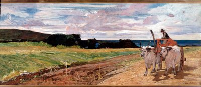 Pług i woły - Malarstwo autorstwa Giovanni Fattori