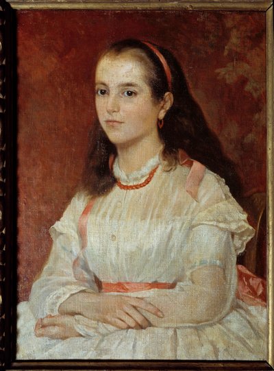 Portret panny Soccoli. Obraz Giovani Fattori (XIX w.) Ec. Włochy. autorstwa Giovanni Fattori