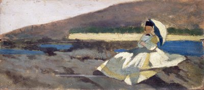 Siedząca pani w krajobrazie autorstwa Giovanni Fattori