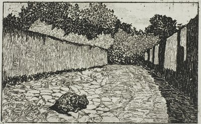 Mała ulica na obrzeżach Florencji ze szczeniakiem autorstwa Giovanni Fattori