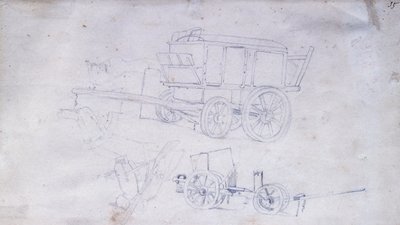 Dwa wozy i dwóch żołnierzy autorstwa Giovanni Fattori