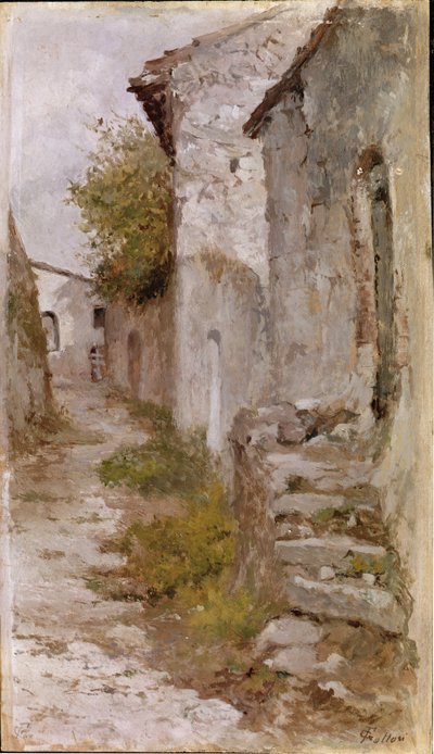 Wiejska droga (olej na płótnie) autorstwa Giovanni Fattori