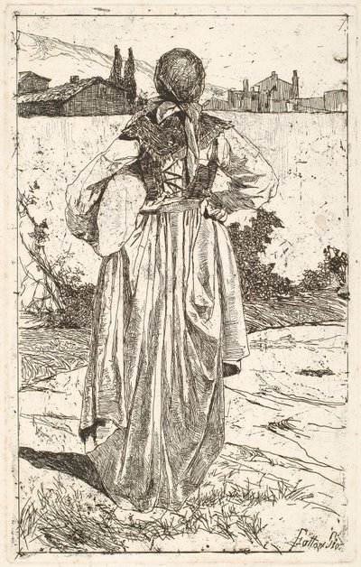Kobieta z gabro (Donna al gabbro) autorstwa Giovanni Fattori