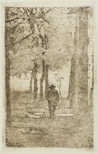 Leśny spacer z figurką autorstwa Giovanni Fattori
