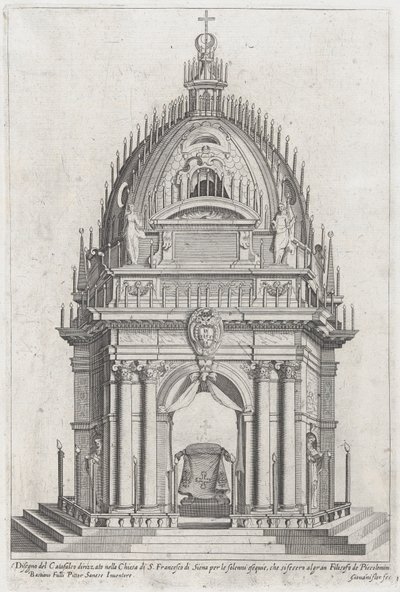 Projekt katafalku dla Francesco Piccolomini, 1607. autorstwa Giovanni Florimi