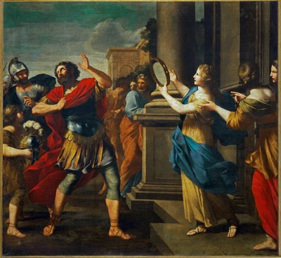 Jephta rozpoznaje swoją córkę (obraz na płótnie) autorstwa Giovanni Francesco (1610-62) Romanelli